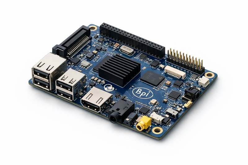 Banana Pi board - High-quality photo showing SATA connector, GPIO pins and ports